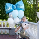 Охапка воздушных шаров "Кролик с голубым бантиком"